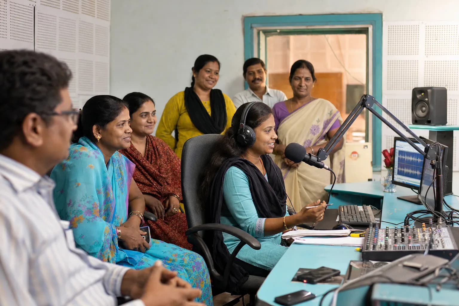 Community radio station setup with local participants